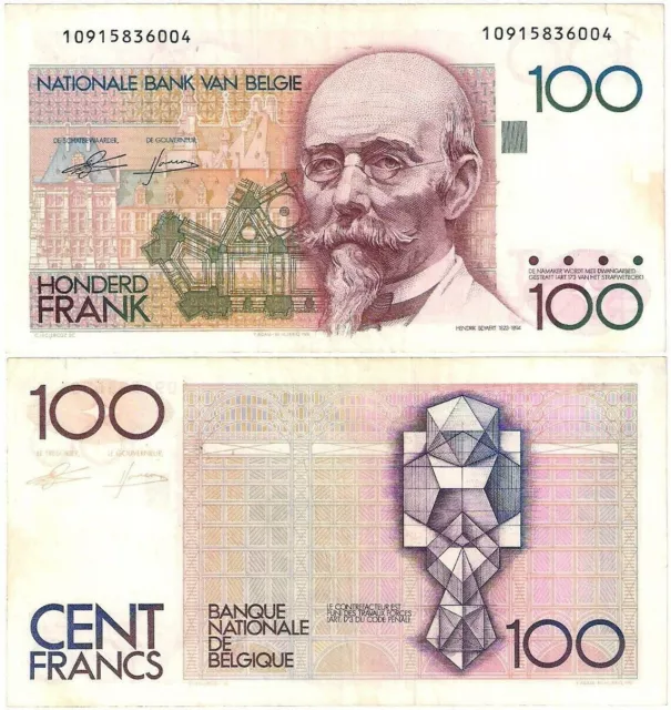 Belgium banknote - 100 cent franc - year 1982 - Hendrik Beyaert - free shipping 3