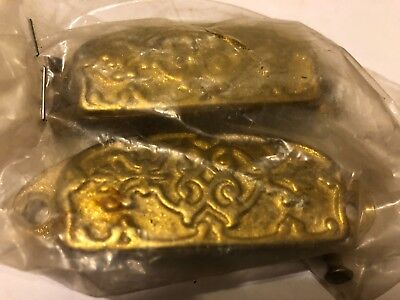 Set 2 NOS Matching Ritter Solid Brass Drawer Pull Handles Ornate