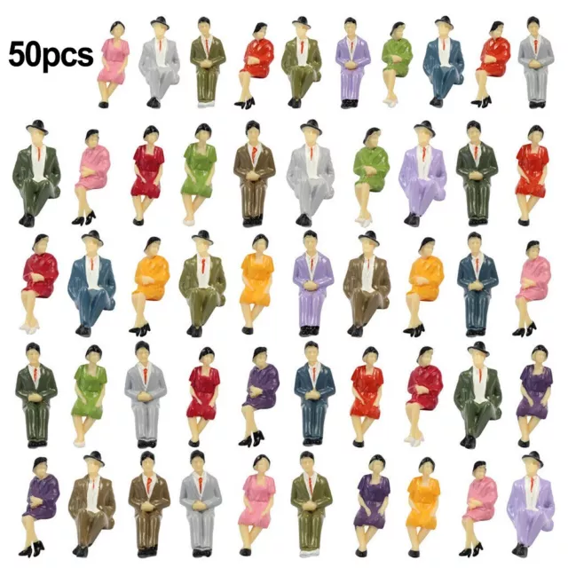 50 Pcs Sitting Figures Scale 1:32 Model Figures People-Track 1 Painted