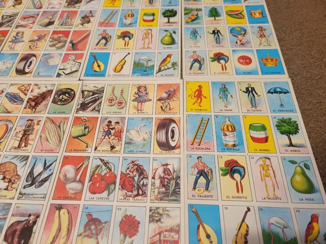 53 Standard Size Don Clemente Mexican Loteria Bingo Paper for Board Folded