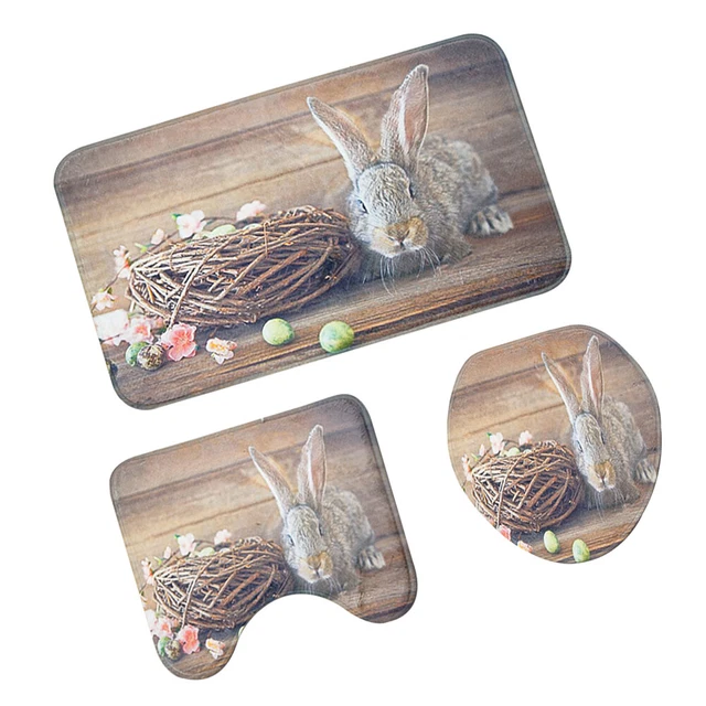 3 in 1 osterhase muster bad matte set rutschfeste waschraum carpet kontur matte