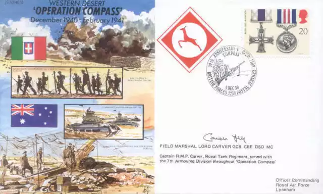 JS50 40/8 Op Compass WWII WW2 Western Desert RAF cover signed FM Carver DSO MC