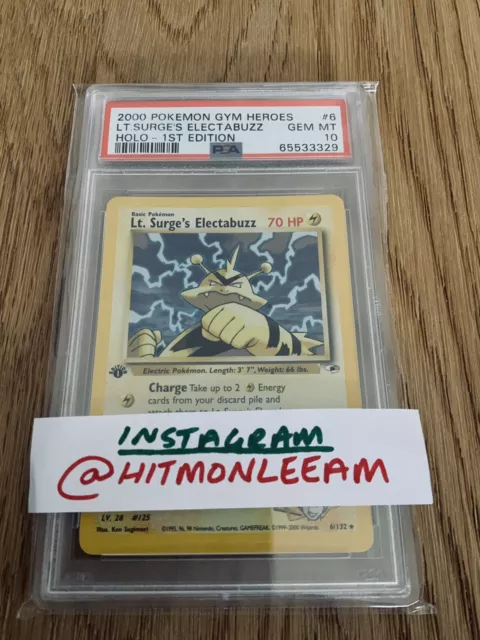 Lt. Surge’s Electabuzz *1st Edition*6/132 - PSA 10 - Gym Heroes Pokemon WOTC
