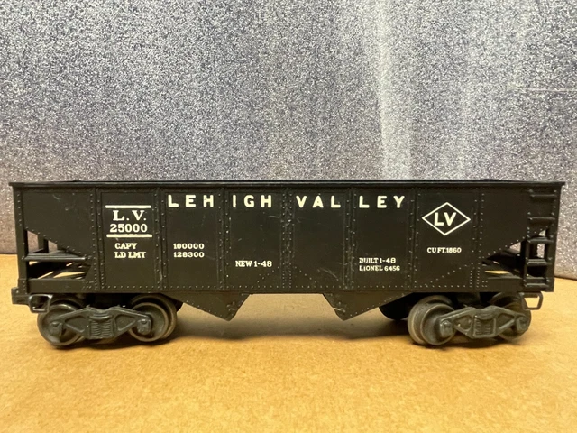 Lionel Postwar Black O Gauge L.v.25000 Open Hopper 2 Bay Lehigh Valley 619219