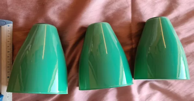 3 tulipe s vintage en verre opaline vert pour lampe lustre des années 50 / 70