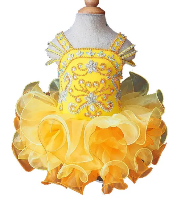 G123 yellow Infant/toddler/baby/kids Girl'5 Pageant party/prom Dress18-24 months