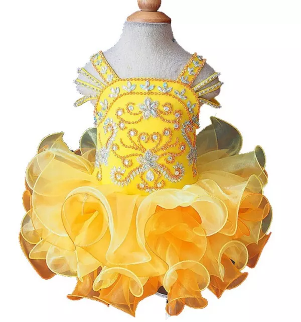 G123 yellow Infant/toddler/baby/kids Girl'5 Pageant party/prom Dress18-24 months