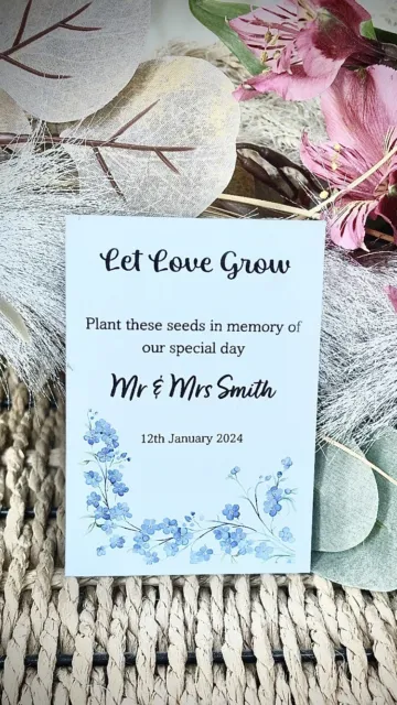 50 Personalised Wedding Favours With Seeds. Gift For Guests