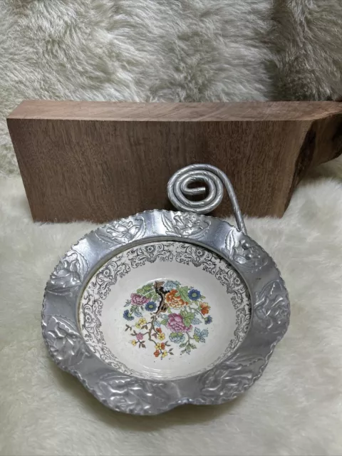 Vintage 1950’s Farber & Shlevin Inc. of Brooklyn NY Candy Dish/Floral Metal