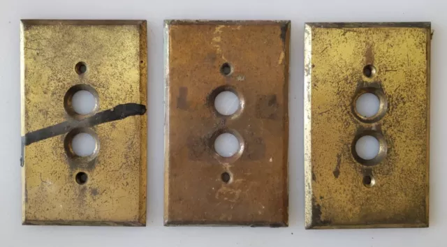 Antique Perkins Electric Push Switch Brass Wall Faceplates