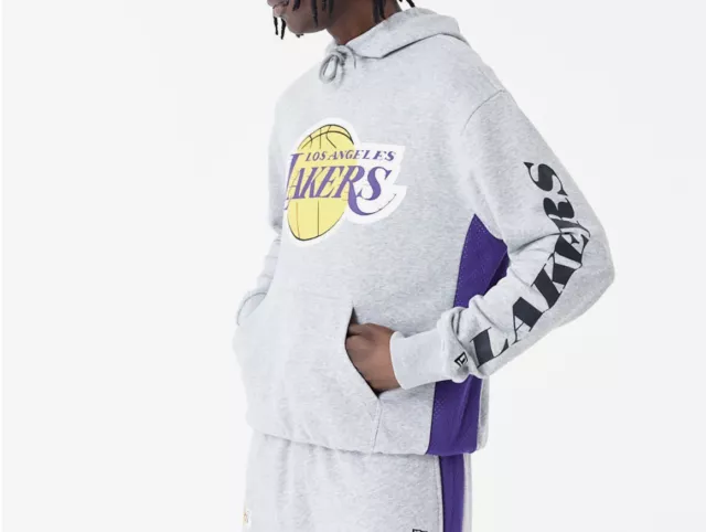 New Era - NBA LA  Lakers Shirt Hoodie Sweatshirt Gr M Neu Oversized Mesh Panel