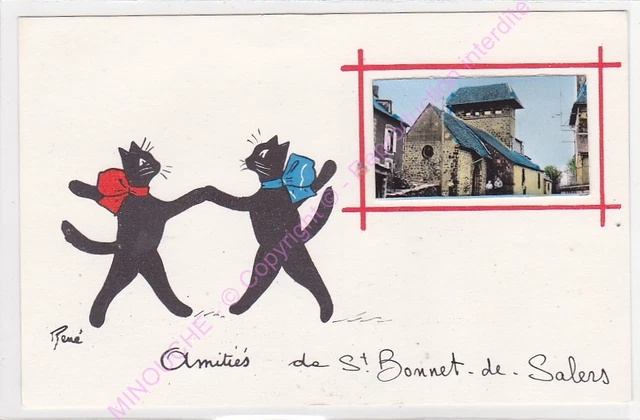 Cpsm 15140 Saint Cap Of Salers Friendships Illustrator Rene The Cat