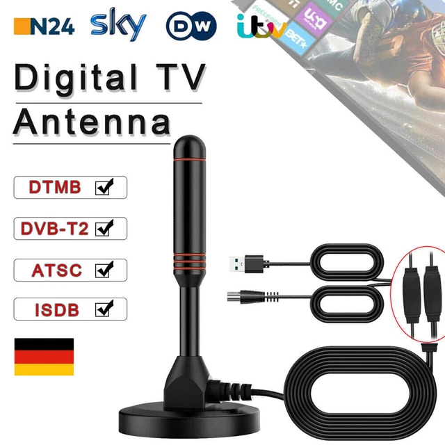 Antenne DVB-T2 HD VSG24 AVK25 36 DBi - Amplifiée Avec Câble 5m Et Pied Magnétique