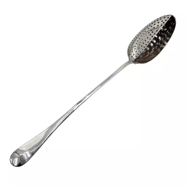 1787 Georgian Solid Silver  Large Gravy Strainer Spoon  30cm (2219/H/BVAN)