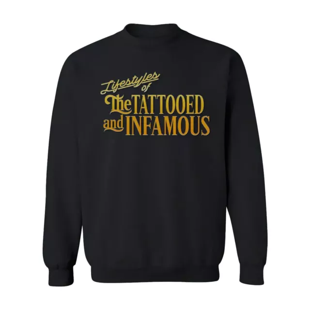 Nuevo InkAddict Tatuado & Infame Tripulante Sudadera Negro SMALL-2XLARGE Limited