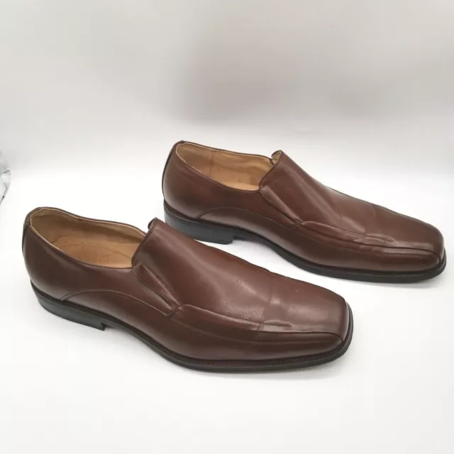 Steve Madden Mens Brown Leather Square Toe Slip On Casual Loafers Shoes Sz 11.5M