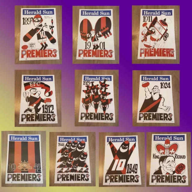 1897 - 1950 Essendon Premiership Weg Poster Set Or Single Limited Edition