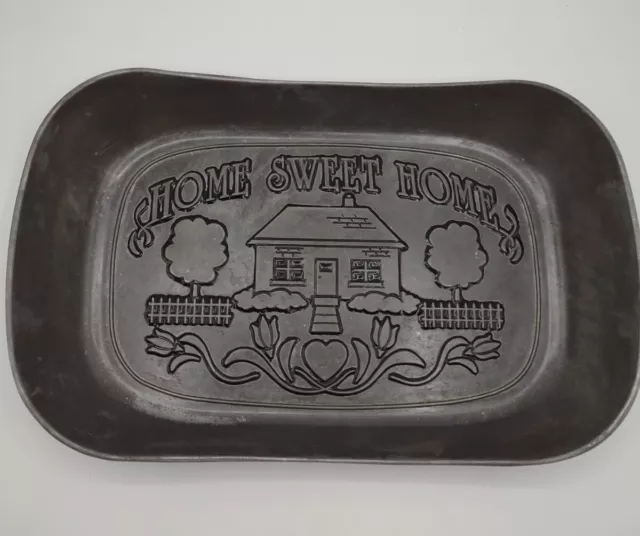 Wilton Armetale PEWTER LOOK Home Sweet Home Bread Tray Large 10-3/4"x 7"