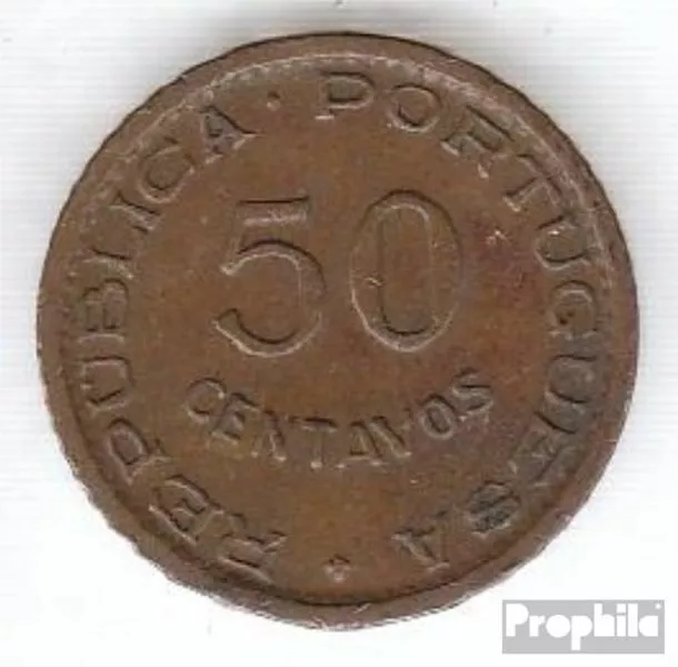 Angola 75 1953 sehr schön Bronze 1953 50 Centavos Wappen