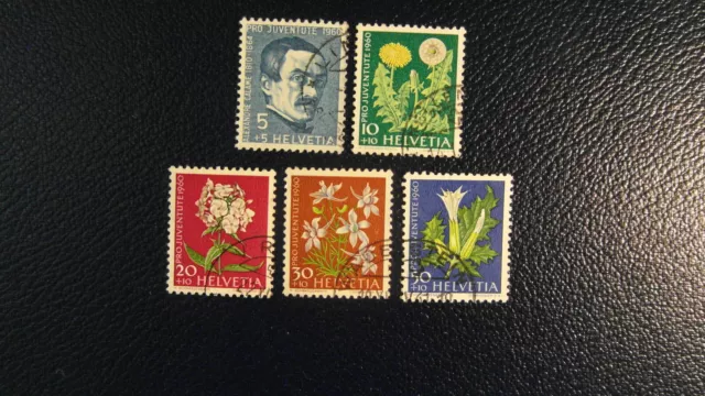 Schweiz : 1960 " Blumen " Mi 722-726 Versand-St. org Gummi  komp. Satz ! KW 10 €