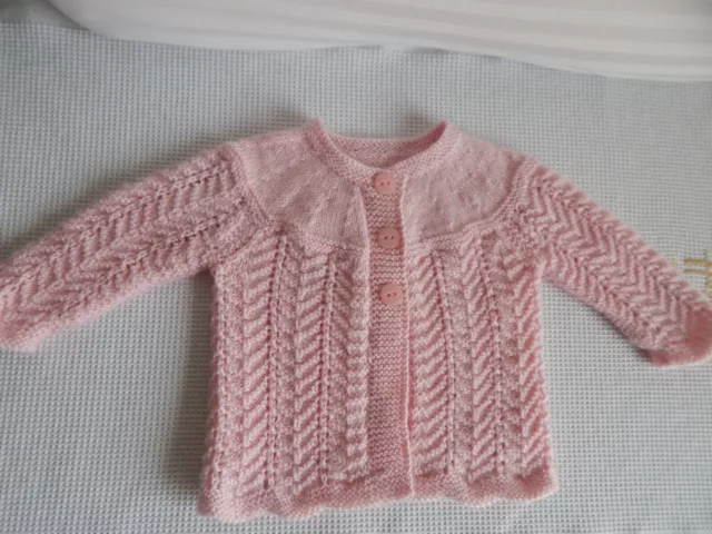 REDUCED! NEW Pink Baby Matinee Jacket 4 Ply Wool and Acrylic 1-4 Months