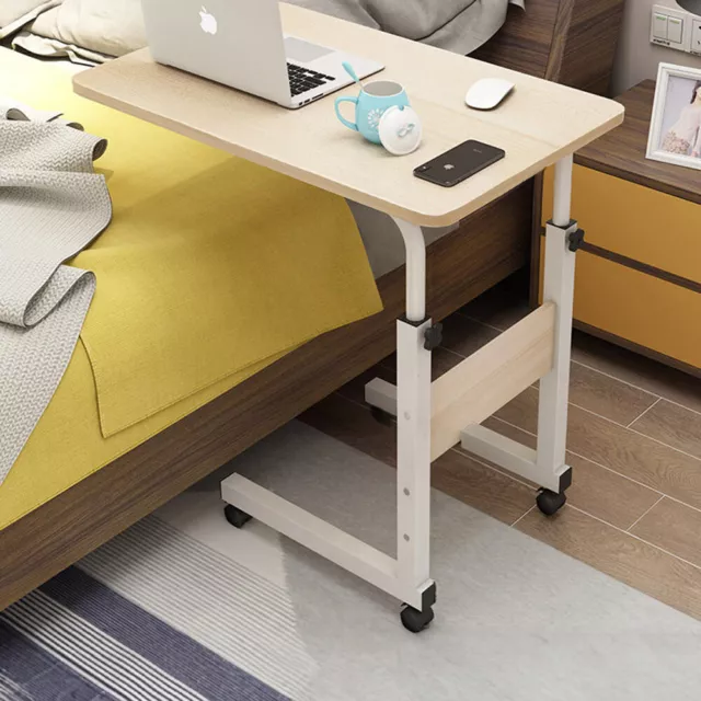 Mobile Over Bed Chair Table Hospital Overbed Height Adjustable Laptop Tray Stand