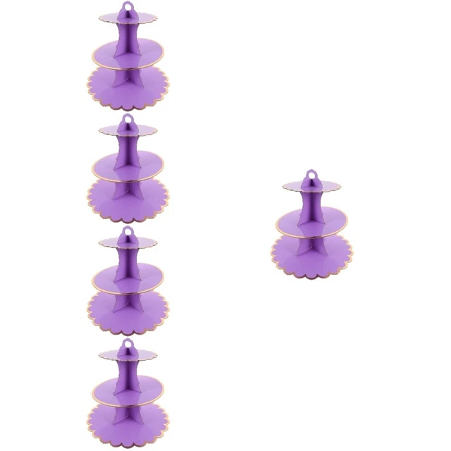 5 set porta torte tazza di cartone carta torta di compleanno supporto viola