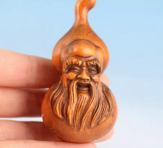 Rare chinese boxwood god of longevity statue netsuke collection hand piece