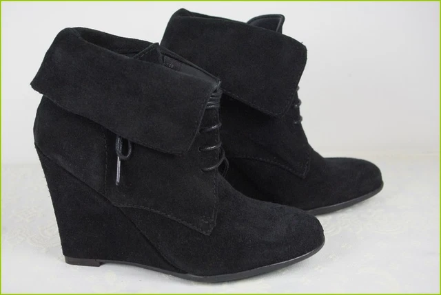 Bottines Boots Talons Compensés ZARA Daim Noir T 38 TBE