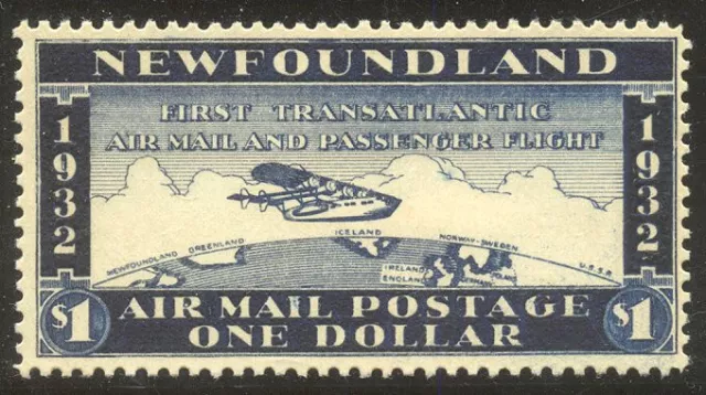 NEWFOUNDLAND #C12 var Mint - 1932 $1 Wayzata Airmail ($35)