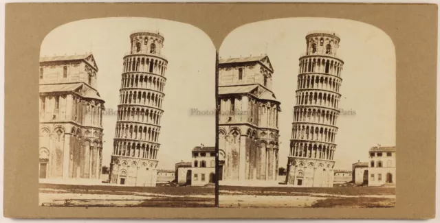 Italien Pisa -umfang Durchbohrt c1860 Foto Stereo Vintage Albumin