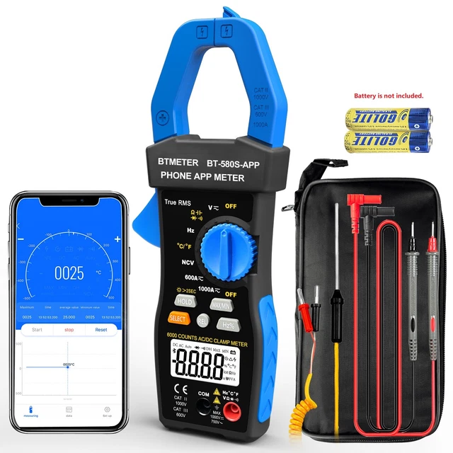 Bluetooth Zangenmultimeter 1000A AC/DC Auto Digital Multimeter für KFZ Elektrik Bluetooth Zangenmultimeter 1000A AC/DC Auto Digital Multimeter für KFZ Elektrik