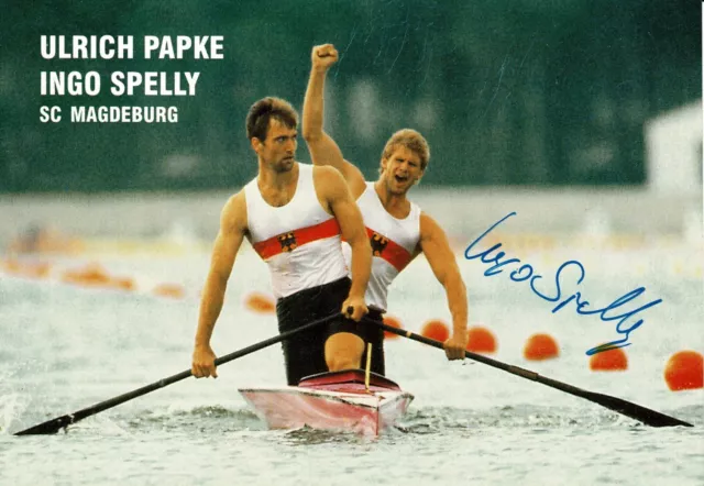Autogramm Ingo Spelly original Olympiasieger 1992 Kanu Zweier-Canadier DDR