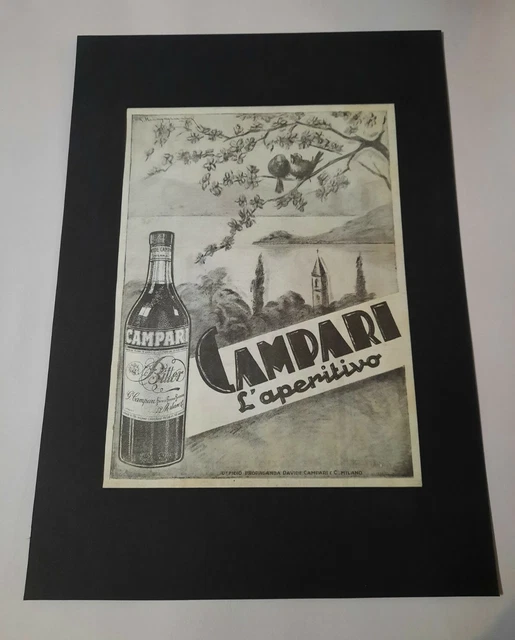 Pubblicita Liquori "Bitter Campari L'aperitivo" Originale Vintage 1935 A3 Ottimo