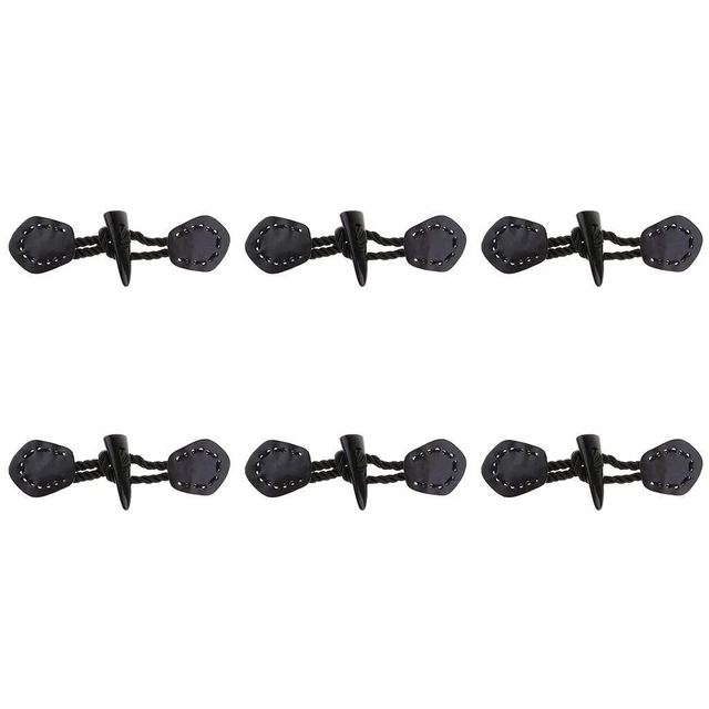 6 Set Lederhornschnecke Schließknopf Manteljacke Duffle DIY Nähen Schwarz