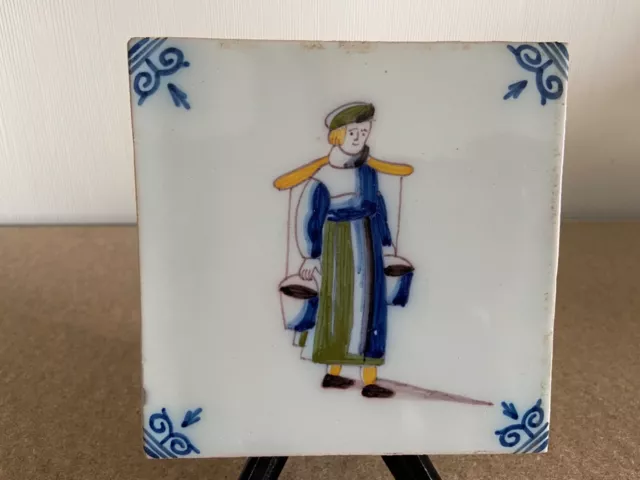 Ent Unique Polychrome Tile Makkum Tichelaar Delft Holland Milk Women