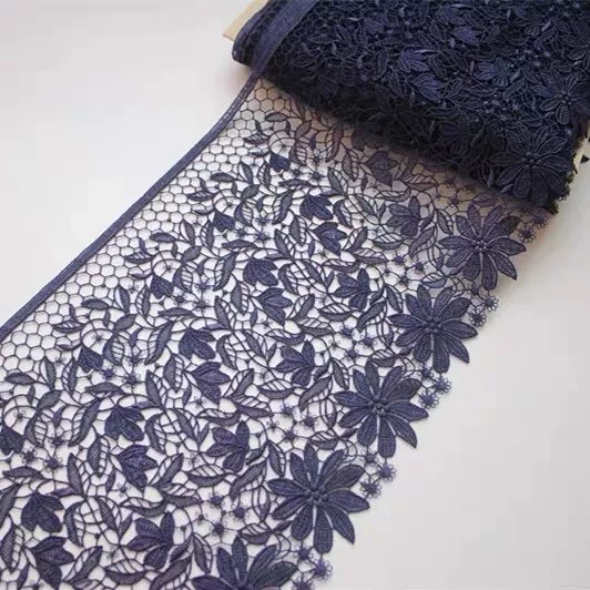 2Y Royal Blue Venice Lace Trim Flowers Lace Fabric Sewing Dress Cloth DIY Craft