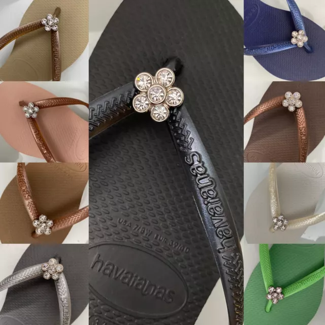 Original HAVAIANAS Flip Flops Women Slim with Crystal and Personalized Charm