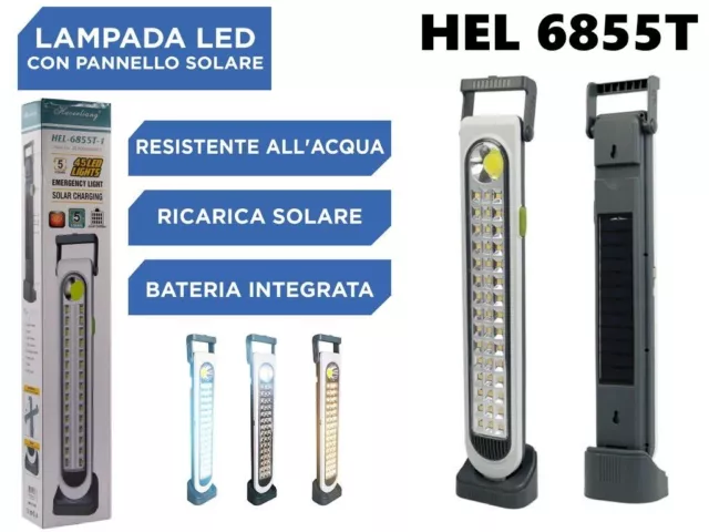 Lampe Lumière De Urgence Rechargeable 45 LED Recharge Solaire Hel-6855T Mar