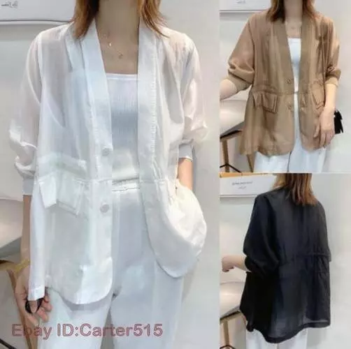 New Fashion Women's Cotton Linen Jacket Casual Summer Loose Thin Coats Outwear