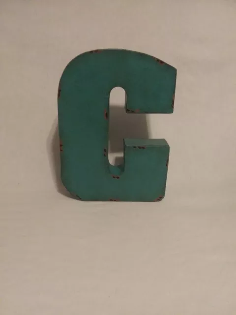 Rustic Galvanized Metal Marquee Block Letter "C" Vtg Wall Sign 11"x8.25"x2"*GUC*