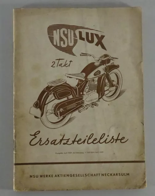 Teilekatalog / Ersatzteilliste NSU Lux 2-Takt von 07/1951