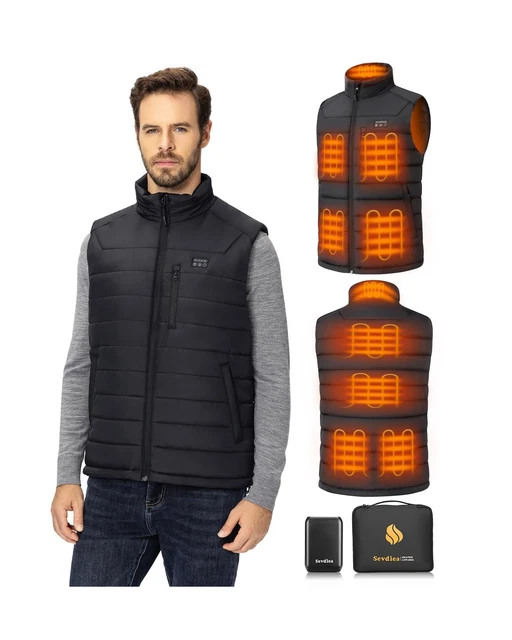 Heated Vest For Men SNOW LEOPARD Men's Heated Vest With Battery Pack Included, Rechargeable Men's Electric Vest For Hiking/Golfing/Hunting, Medium, Black Gilet Chauffant Homme