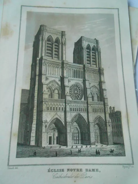 Gravure sur acier 1838 - Eglise Notre Dame  Dpt de la Seine