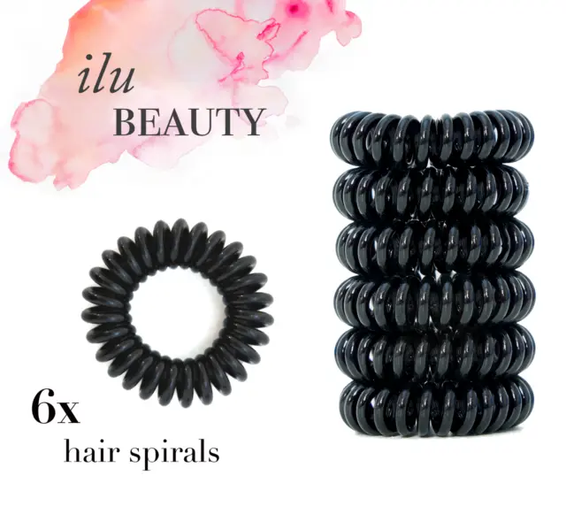 12 Spiral Hair Bands Girls Ponytail Stretchy Elastic Bobbles Ties Tangle Free