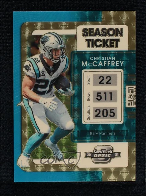 2021 Contenders Optic Season Ticket Gold Vinyl Prizm 1/1 Christian McCaffrey #29