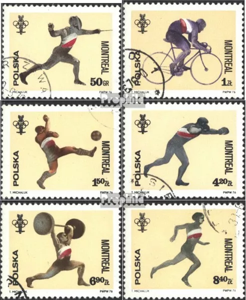 Poland 2452-2457 (complete issue) used 1976 olympic. Summer, Mo