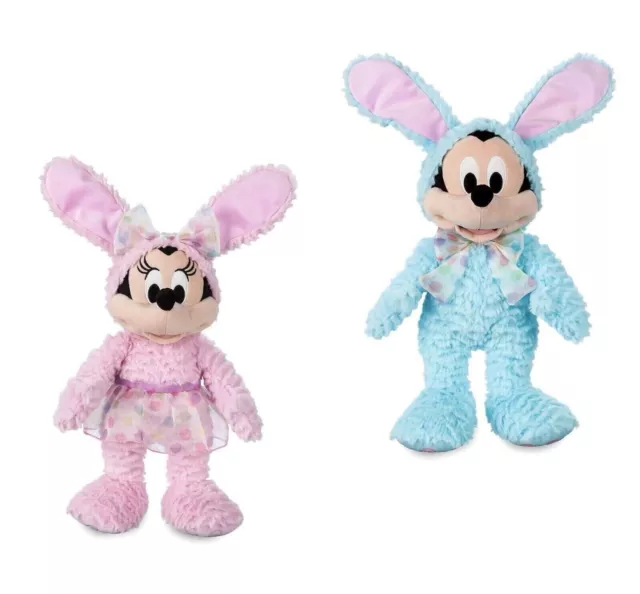 Disney Parks 2022 Mickey & Minnie Mouse Plush Easter Bunny 19'' Set of 2 NWT