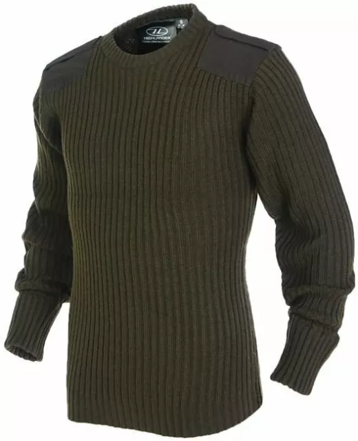 Army Jumper Olive Green Crew neck Pullover Military style Highlander sweater