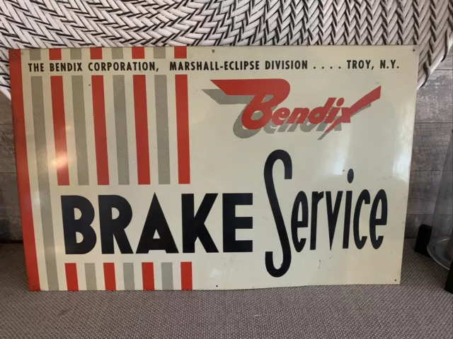 Original 1960’s Vintage Bendix brakes metal sign 30”x20”